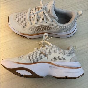 Puma Women's White and Tan Sneakers